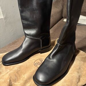 Hermès black calf leather mid-calf boots